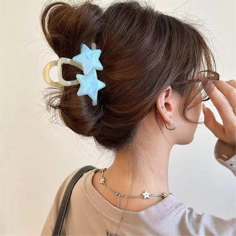 Decora Pearlescent Star Hair Claw Clip in Smoky Grey B Shoptery