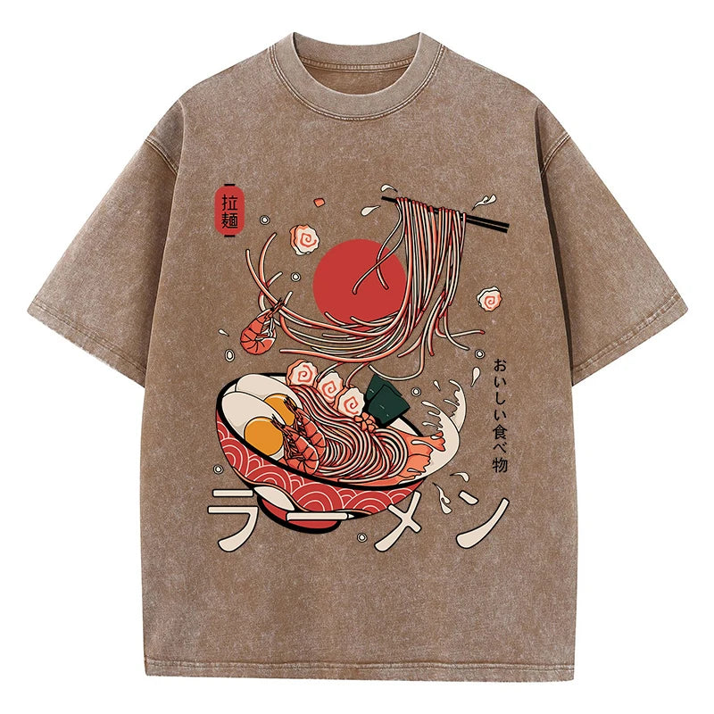 Tokyo Noodles Kawaii T-Shirt Brown Shoptery