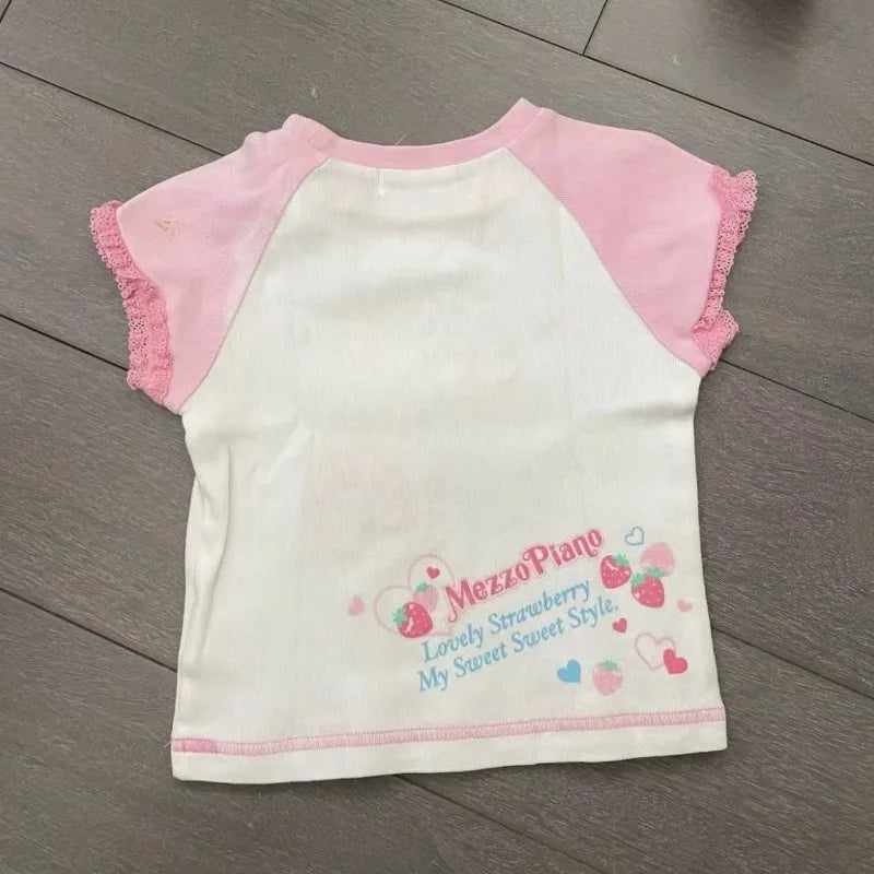 Fairy Kei Mezzo Piano Sweet Berry Strawberry Raglan Tee Shoptery