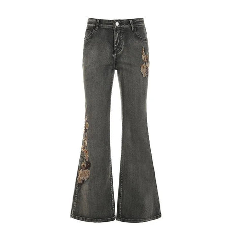 Midnight Bloom Flare Jeans Shoptery