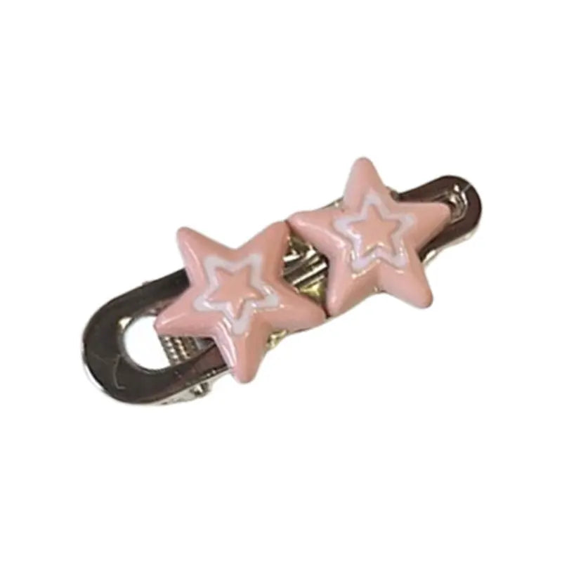 Decora Triple Star Hair Clip Barrette Set Pink Silver 1Pc-Pink Shoptery