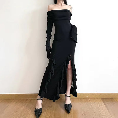 Noir Siren Off Shoulder Aesthetic Dress Shoptery