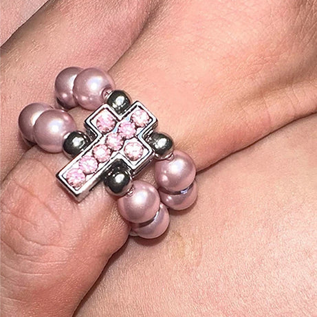 Rosy Devotion Beaded Ring Shoptery