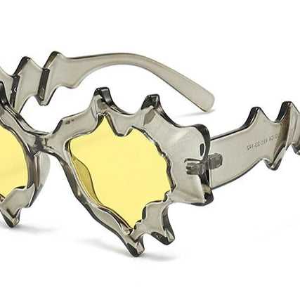 Y2k Molten Edge Flame Sunglasses clear grey-yellow without case Shoptery