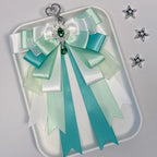 Fairy Kei Layered Satin Bow Charm Pendant with Crystal Jewel Shoptery