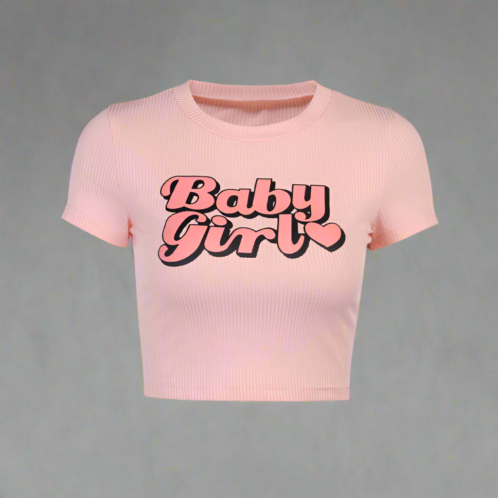 Baby Girl Y2k Crop Top Pink Tshirts Shoptery