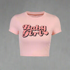 Baby Girl Y2k Crop Top Pink Tshirts Shoptery