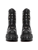 Visual Kei Heavy Platform Combat Boots with Industrial Metal Hardware Shoptery