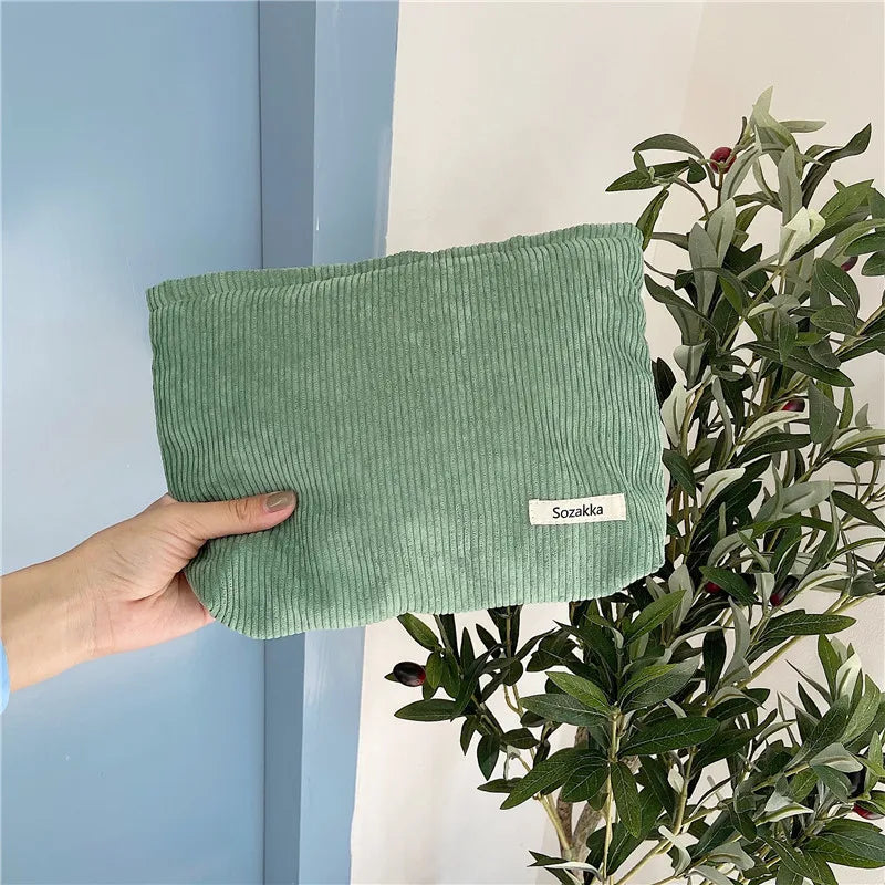 Cozy Ribbed Zipper Aesthetic Bag green Shoptery