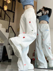 Kawaii Embroidered Bow Pants Shoptery