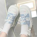 Fairy Kei Pastel Cat Paw Platform Sneakers Blue Shoptery
