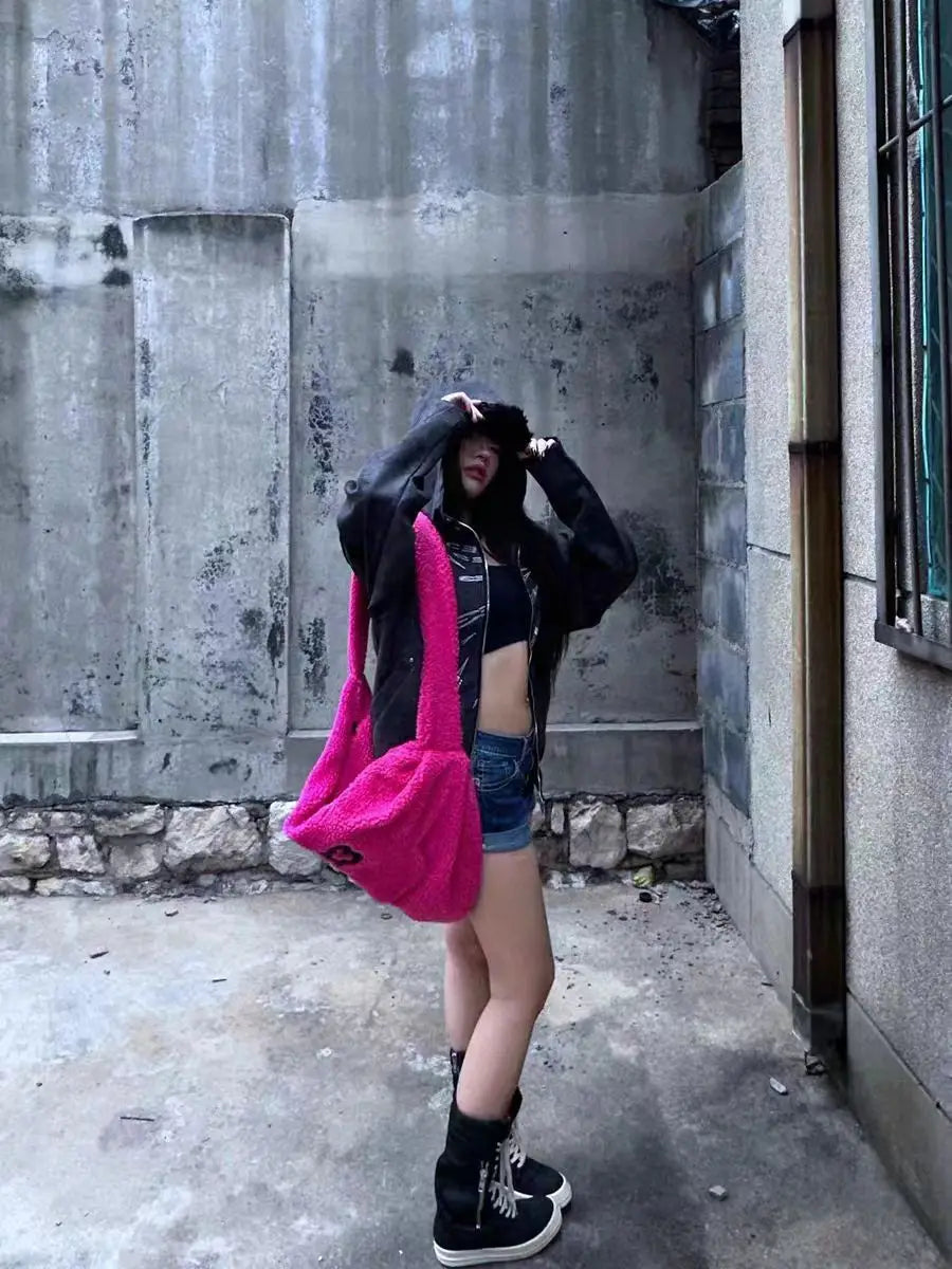 Fuzzy Dreamcore Edgy Slouch Bag Shoptery