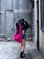 Fuzzy Dreamcore Edgy Slouch Bag Shoptery