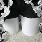 Jirai Kei Black White Ruffle Tiered Mini Skirt with Cross Charms Shoptery