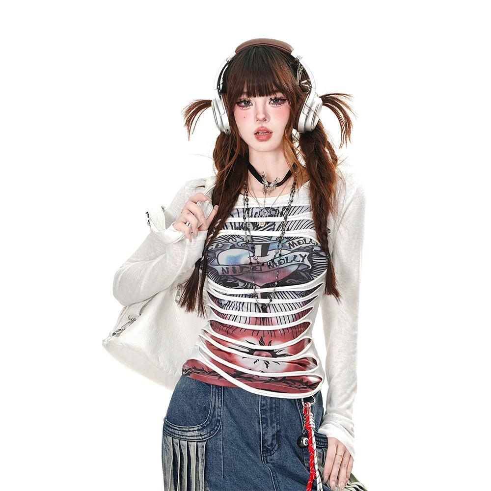 Top – Ripped Reality for Layering WHITE Shoptery