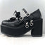 Jirai Kei Black Patent Platform Mary Janes with Rhinestone Bows black Shoptery