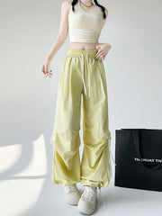 Kawaii Y2k Ribbon Wide Pants Yellow Shoptery