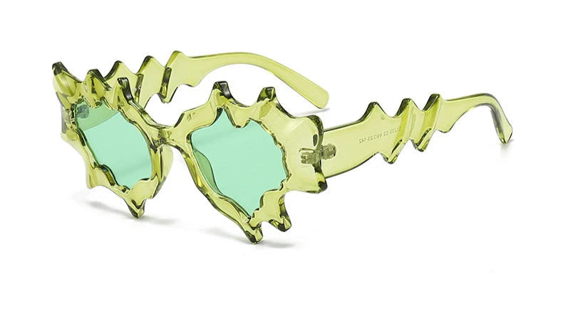 Y2k Molten Edge Flame Sunglasses clear green-green without case Shoptery