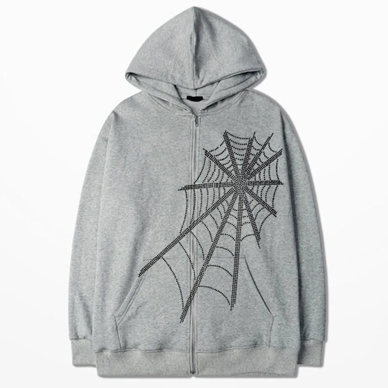 Crystal Web Zip Hoodie GRAY Shoptery