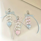 Fairy Kei Pastel Bow Pearl Rose Heart Bag Charm Keychain Shoptery