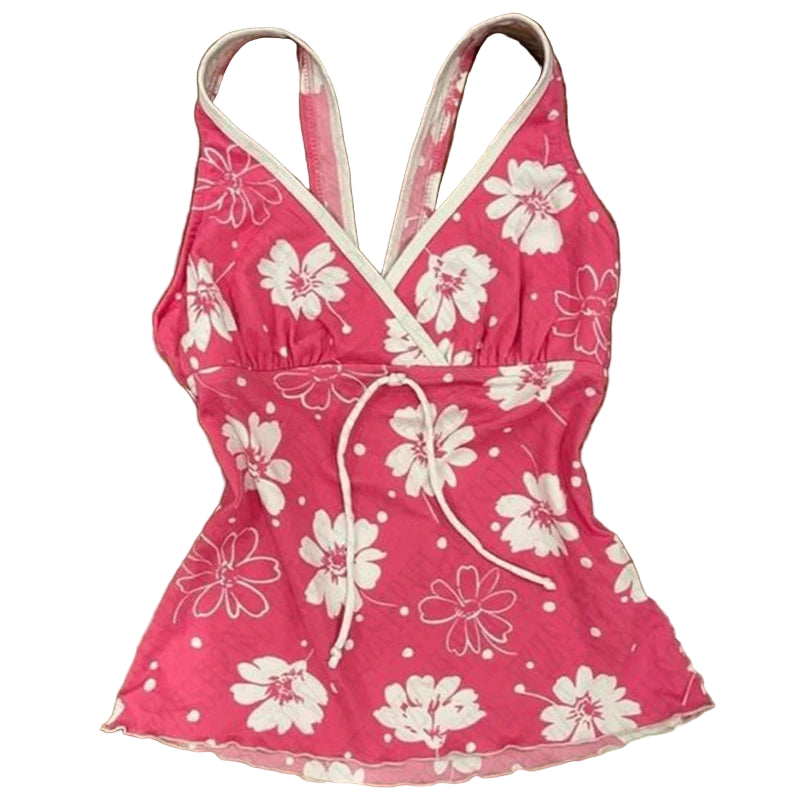 Island Bloom Tie Top Pink Shoptery