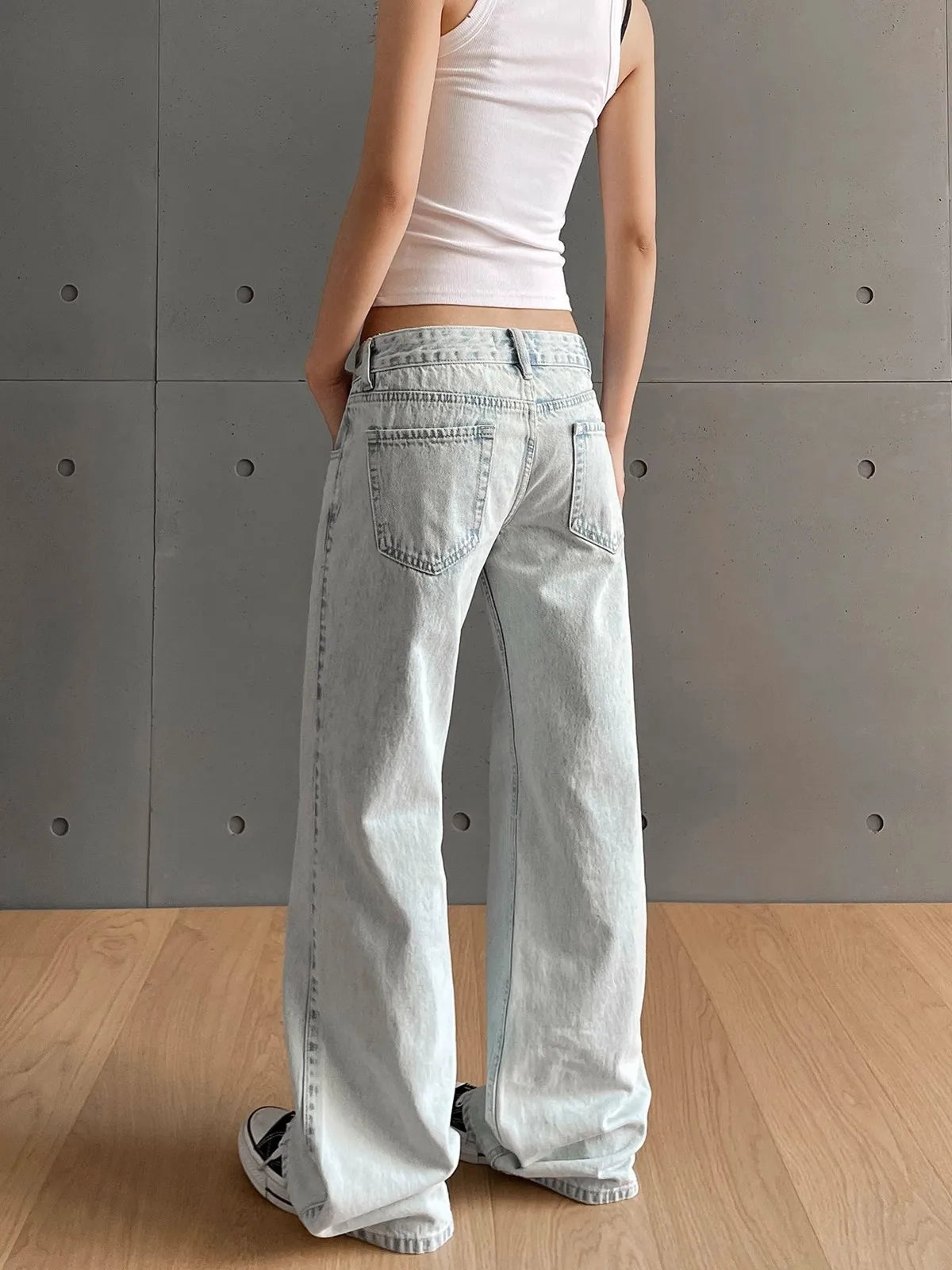 Frosted Skater Wide-Leg Edgy Jeans Shoptery