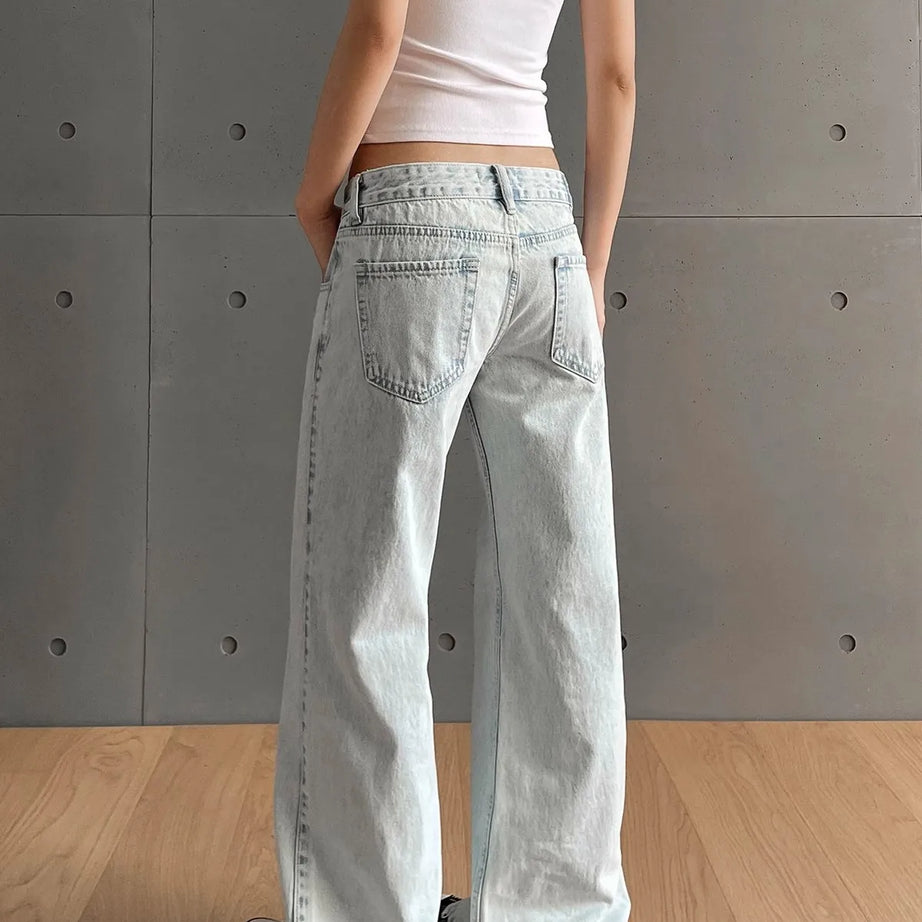 Frosted Skater Wide-Leg Edgy Jeans Shoptery