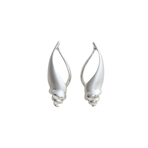 Spiral Drift Shell Aesthetic Earrings Silver Color Shoptery