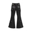 Visual Kei Studded Belt Cargo Flare Jeans in Washed Black black Shoptery