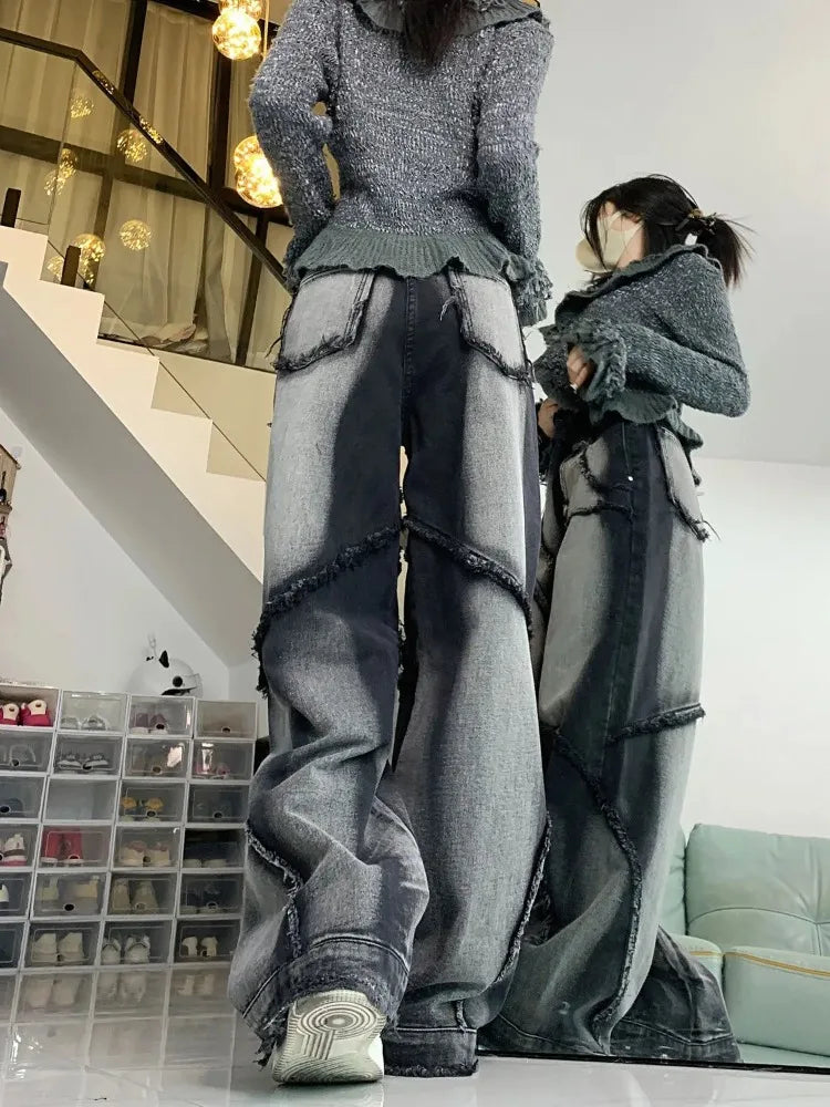 Y2k Raw White High Waisted Jeans Shoptery