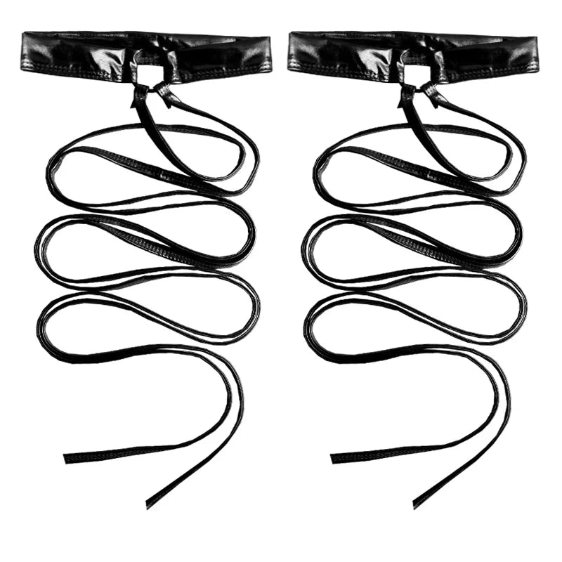 Silver Orbit Strappy Edgy Leg Ring black Shoptery