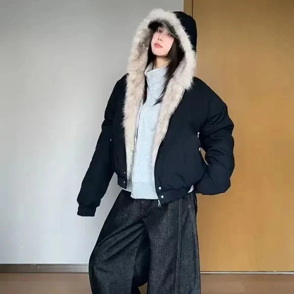 Urban Frost Fur Y2k Jacket Black Shoptery