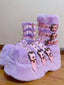 Jirai Kei Pastel Faux Fur Platform Boots with Spiked Buckle Straps purple China Mainland Shoptery