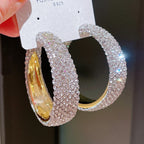Gyaru Pavé Crystal Statement Hoop Earrings in Hot Pink White Shoptery