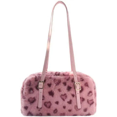 Pink Prowl Fuzzy Shoulder Bag Pink 28X17X10cm Shoptery