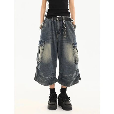 Industrial Punk Utility Y2k Jeans Shorts Shoptery