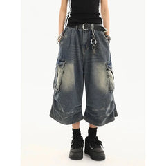 Industrial Punk Utility Y2k Jeans Shorts Shoptery