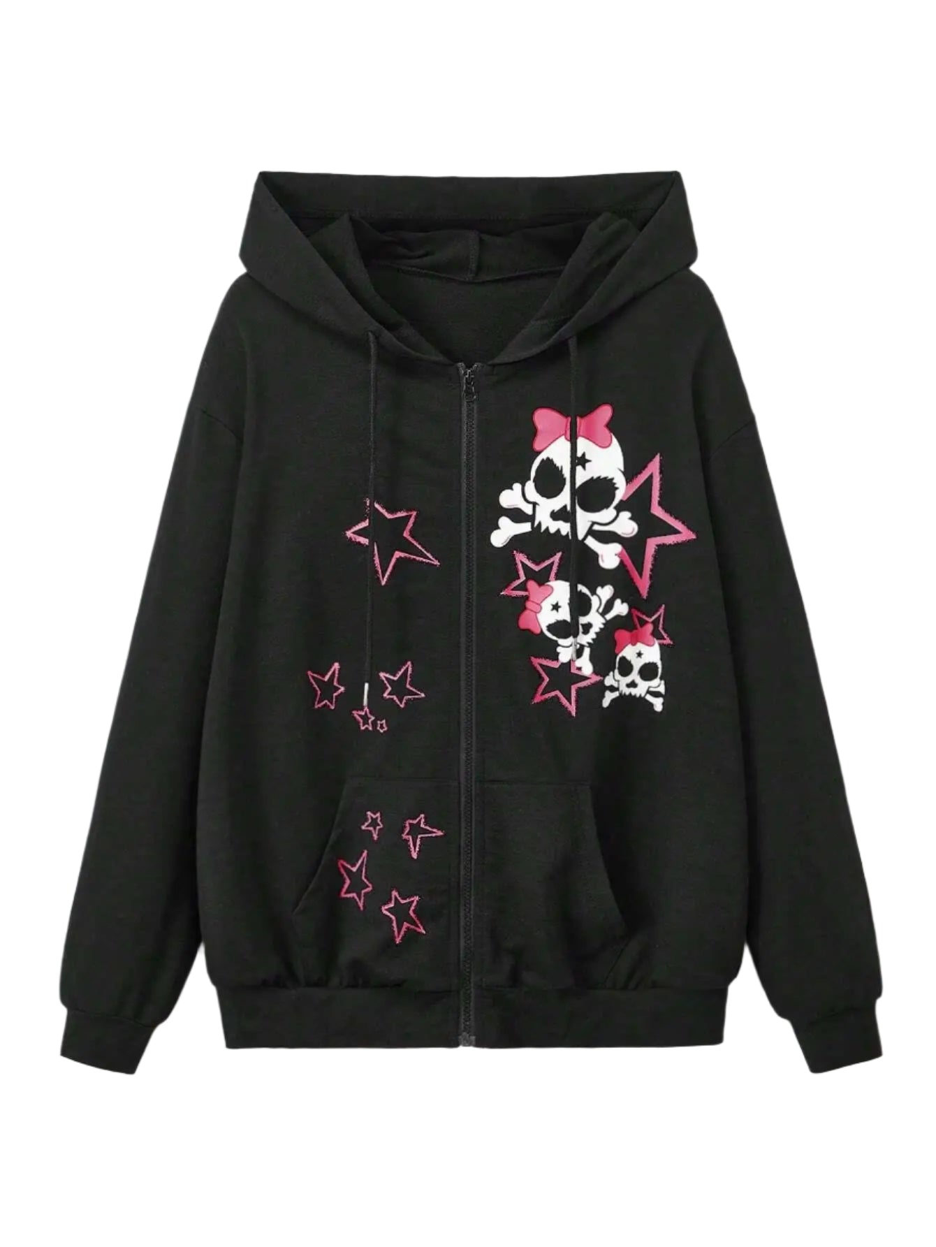 Sweet Skull Star Emo Hoodie Black Shoptery
