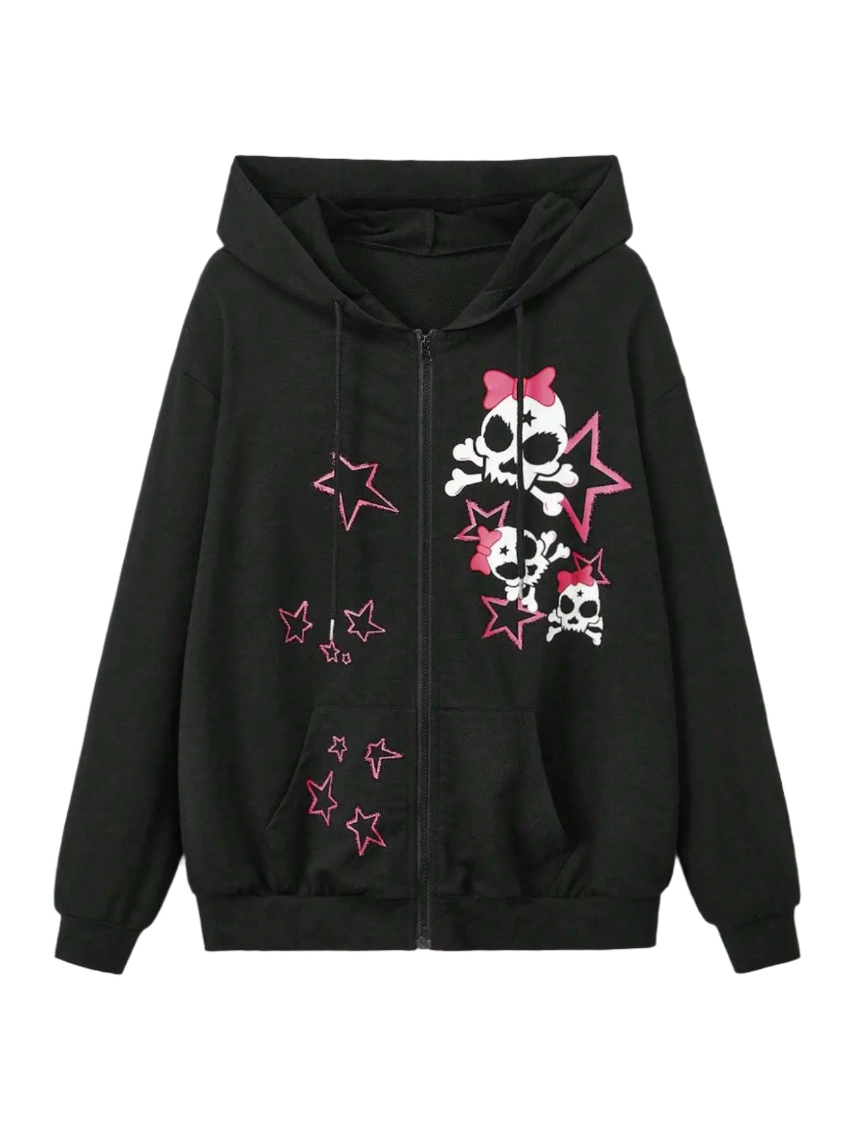 Sweet Skull Star Emo Hoodie Black Shoptery