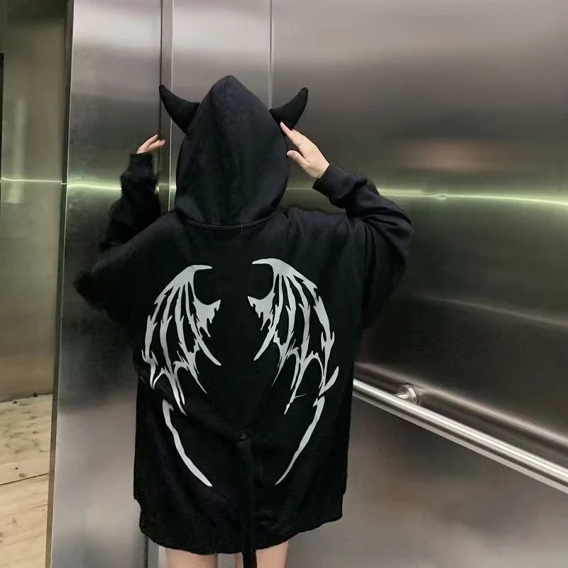 Hellwing Devil Edgy Hoodie Shoptery
