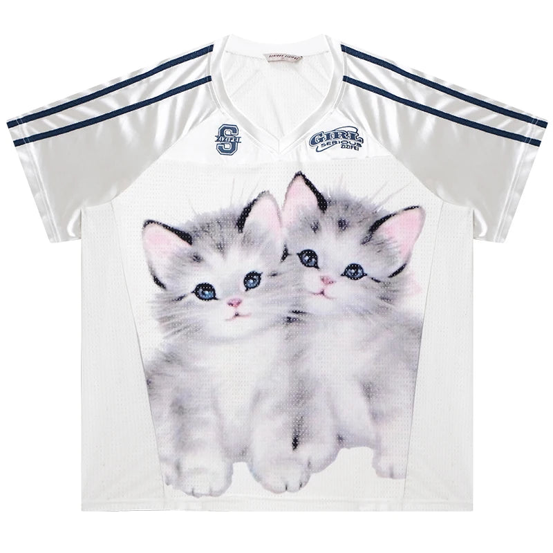 Kitten Graphic Jersey Cute T-Shirt Pic Shoptery