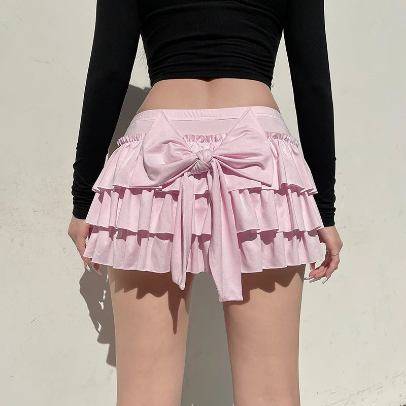 Tiered Ruffle Pink Skirt Shoptery