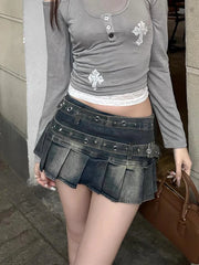 Edgy Metal Pleat Skirt Shoptery