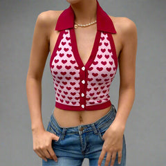 Lovecore Charm Collared Cute Crop Top Shoptery