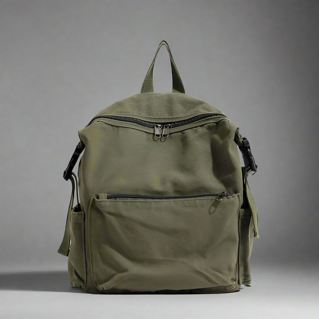 Dusty Plum Canvas Retro Backpack army green Shoptery