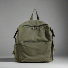 Dusty Plum Canvas Retro Backpack army green Shoptery