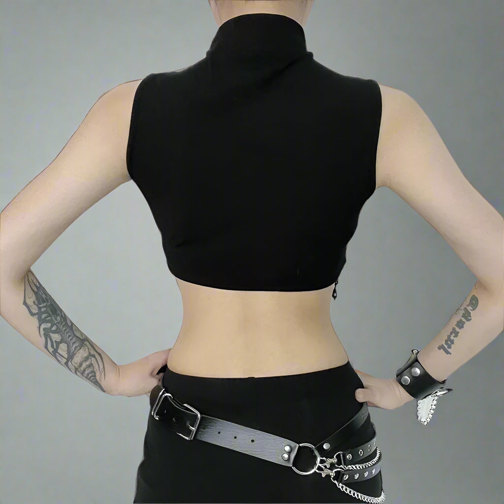 Moonshade Beaded Turtleneck Alt Crop Top Shoptery