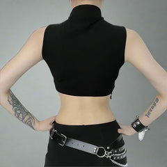 Moonshade Beaded Turtleneck Alt Crop Top Shoptery