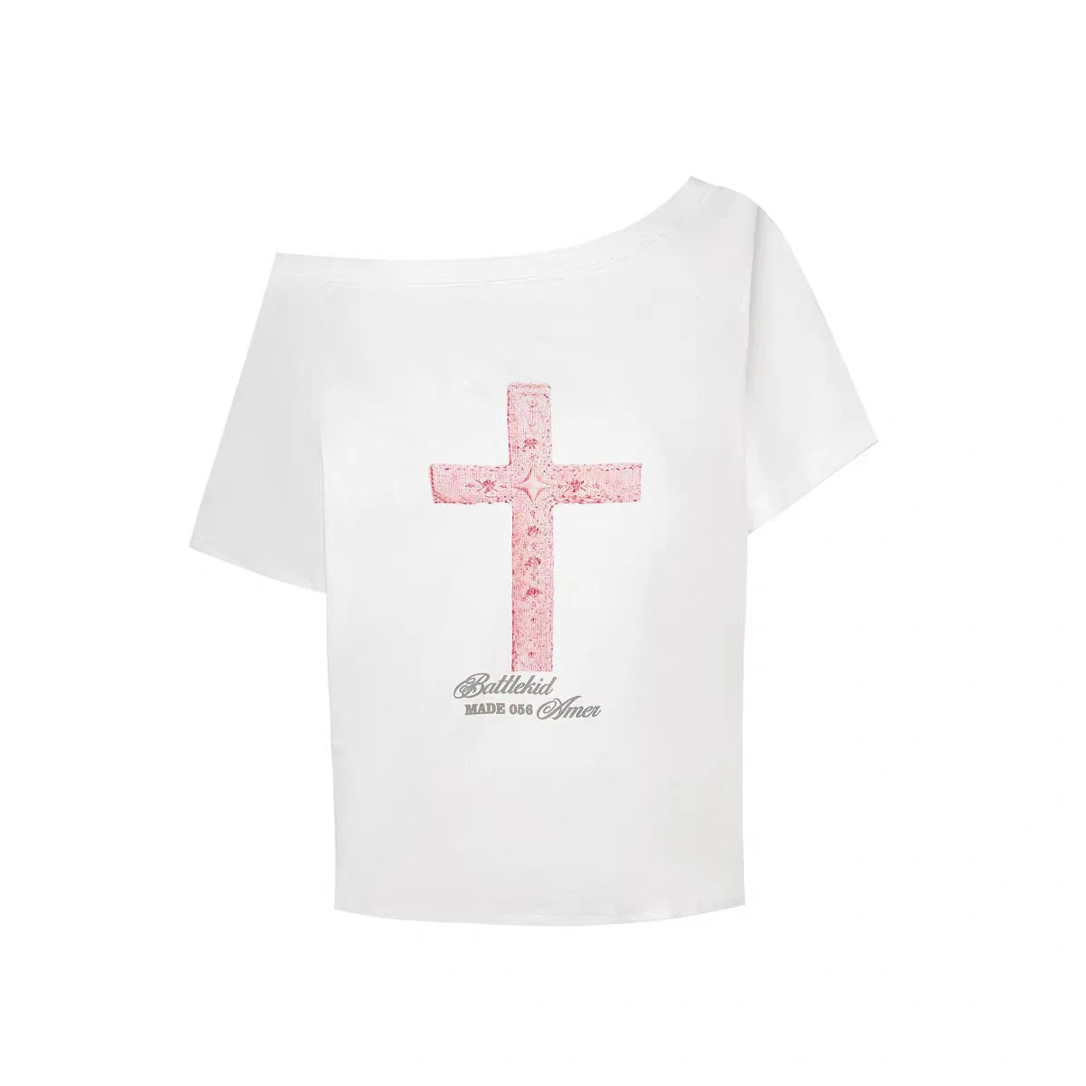 Fallen Faith Off-Shoulder T-Shirt WHITE Shoptery