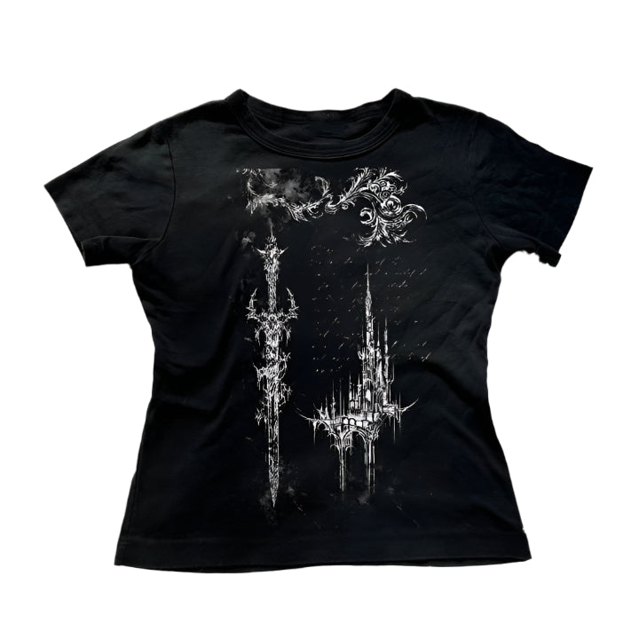 Alt Gothic Ruins Spaghetti Top Black2 Shoptery